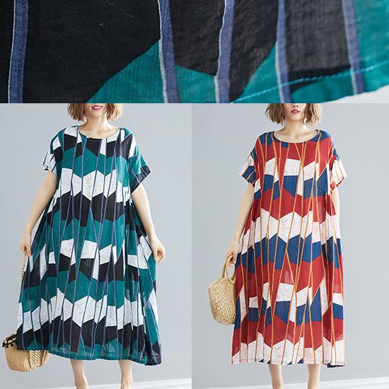 100% O Neck Chiffon Tunic Pattern Black Green Plaid Chiffon Dresses Summer