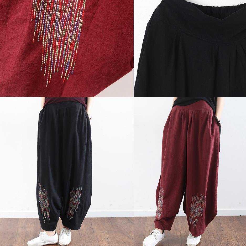 Burgundy Cotton Linen Wide Leg Pant Traveling Pants