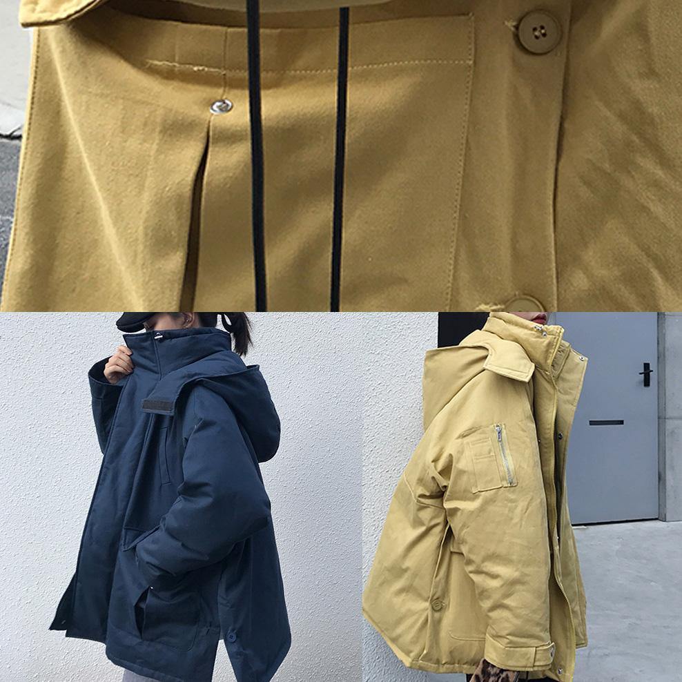Warm Winter Coat Side Open Winter Coats Yellow Hooded Parkas
