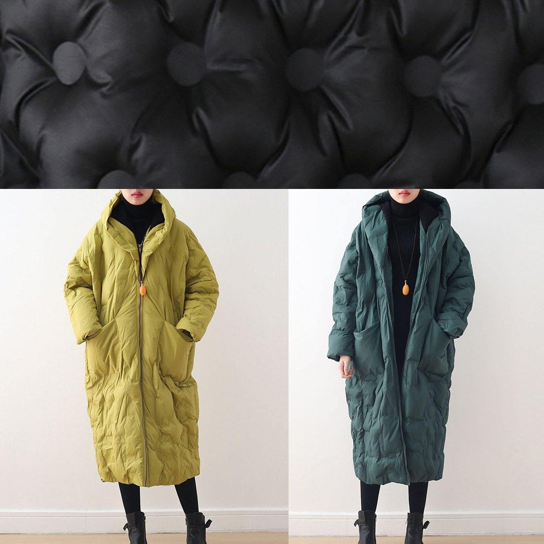 Blackish Green Warm Down Coat Oversize Overcoat