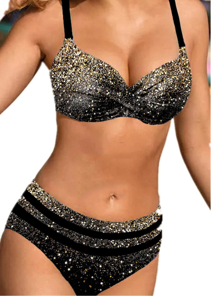 New Black Spotted Bikini Swimwear Set