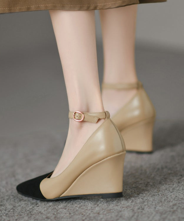 New Wedge Pointed Toe High Heels Buckle Strap