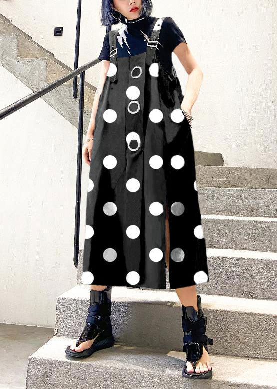Unique Black Cotton Dresses Asymmetric Loose Summer Dress