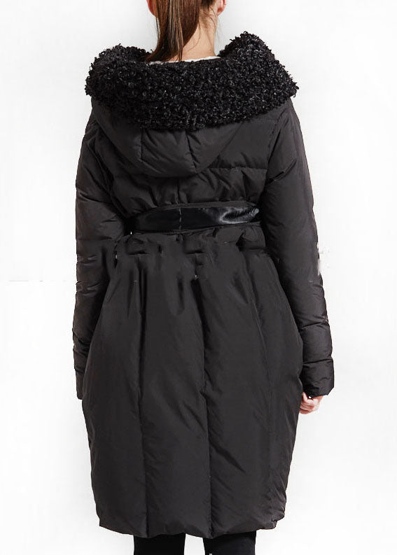 Art Black Patchwork Faux Fur Peter Pan Collar Cotton Winter Down Coat