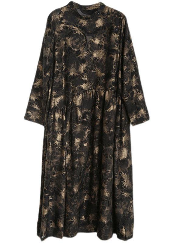 Art Black Print Asymmetrical Design Fall Vacation Dresses