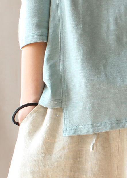 Art O Neck Asymmetric Top Silhouette Inspiration Blue Shirt