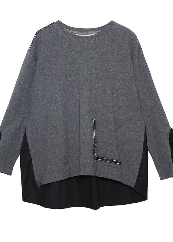 Art asymmetric cotton tunic top Work Outfits black top fall