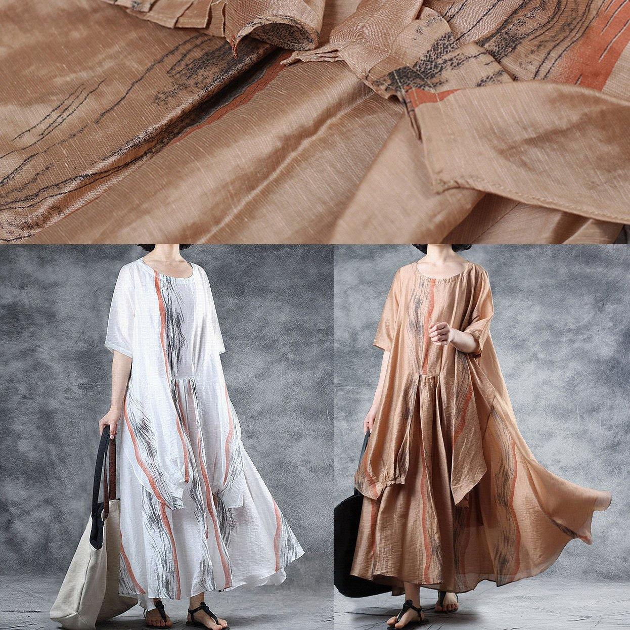 Art Asymmetric Chiffon Summer Robes Wardrobes White Dresses