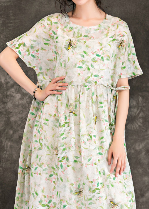 Art Linen Clothes for Boutique Shape O Neck Summer Dresses