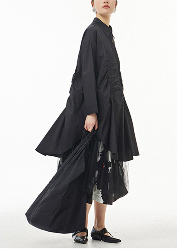 Black Print Exra Large Hem Cotton a Line Skirt Summer
