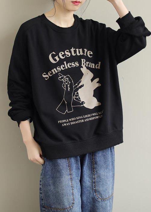 Beautiful O Neck Spring Shirts Black Letter Blouses