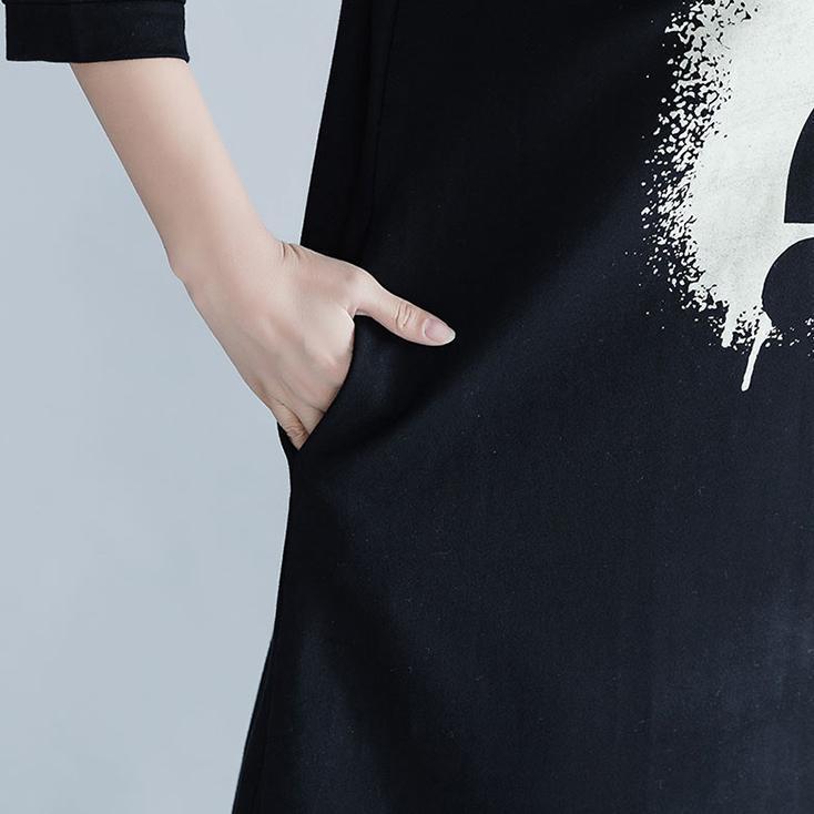 Black Cotton Tunics for Photography Pockets Art Dress