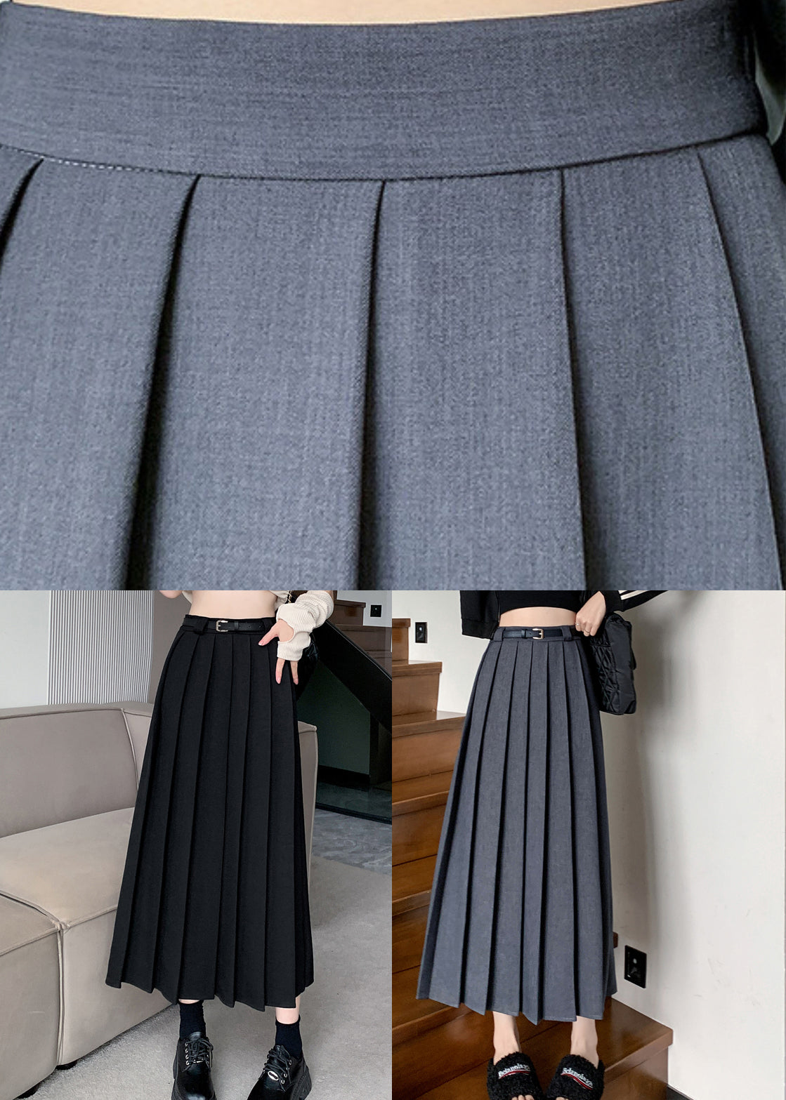 Black High Waist a Line Skirts