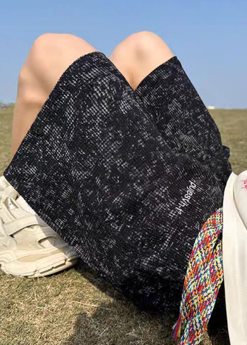 Black Letter Pockets Cotton Summer Shorts Tie Dye