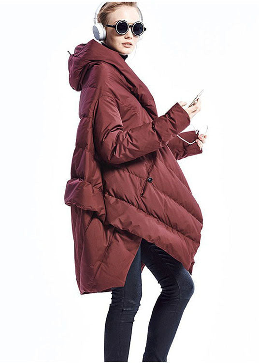 Black Cloak Asymmetrical Design Thick Winter Duck Down Coat