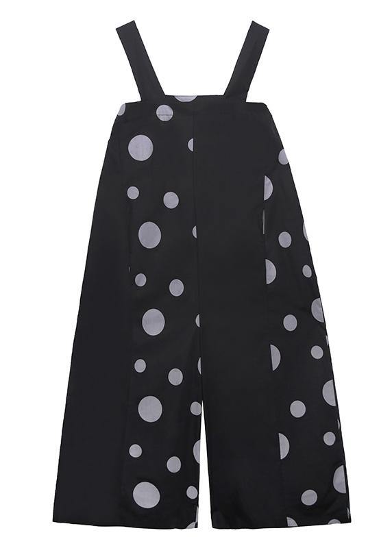 Black Polka Dot Overalls New Loose Large Size Nine Points Straight Wide Leg Pants