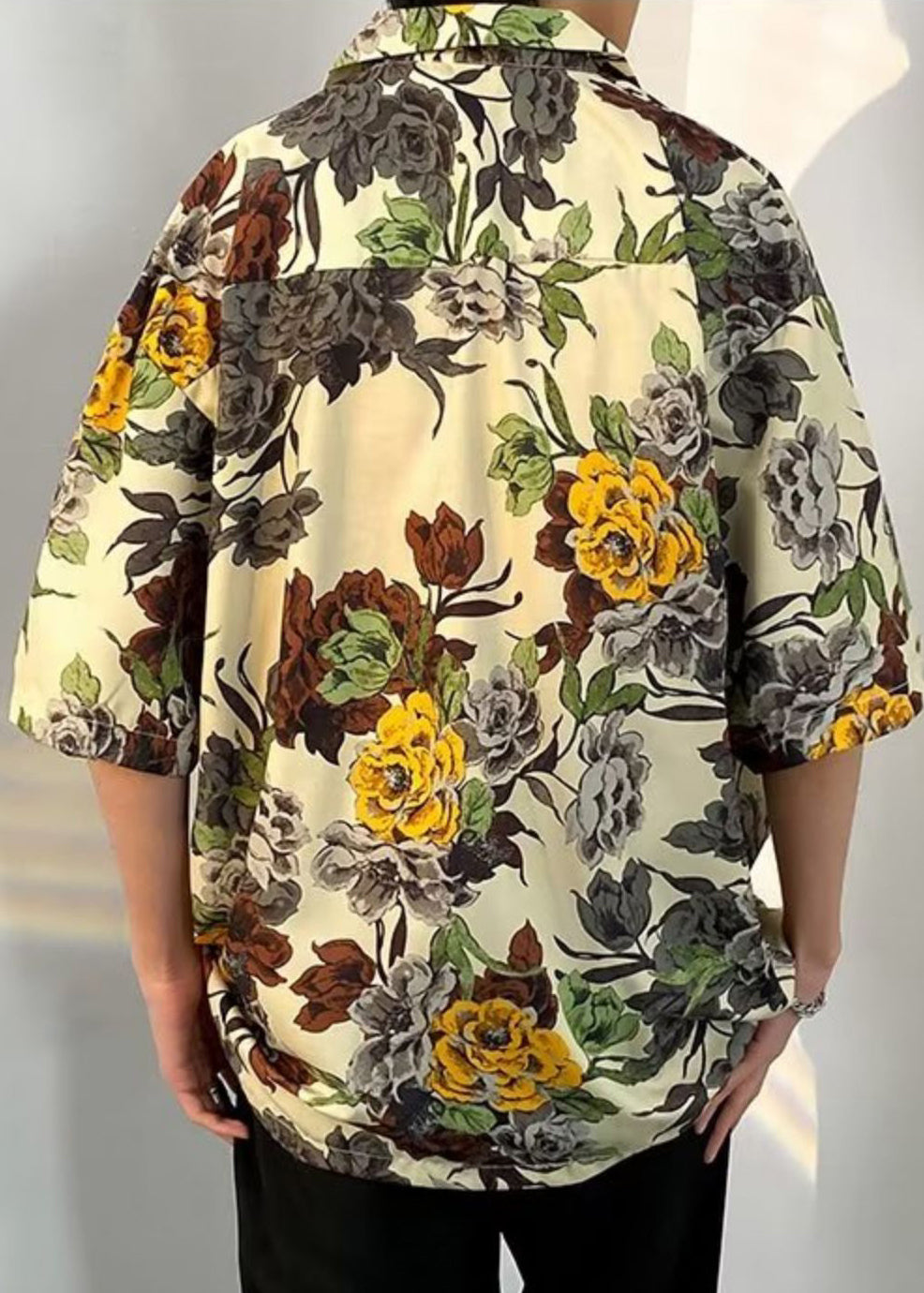 Apricot Print Button Cotton Shirt Summer
