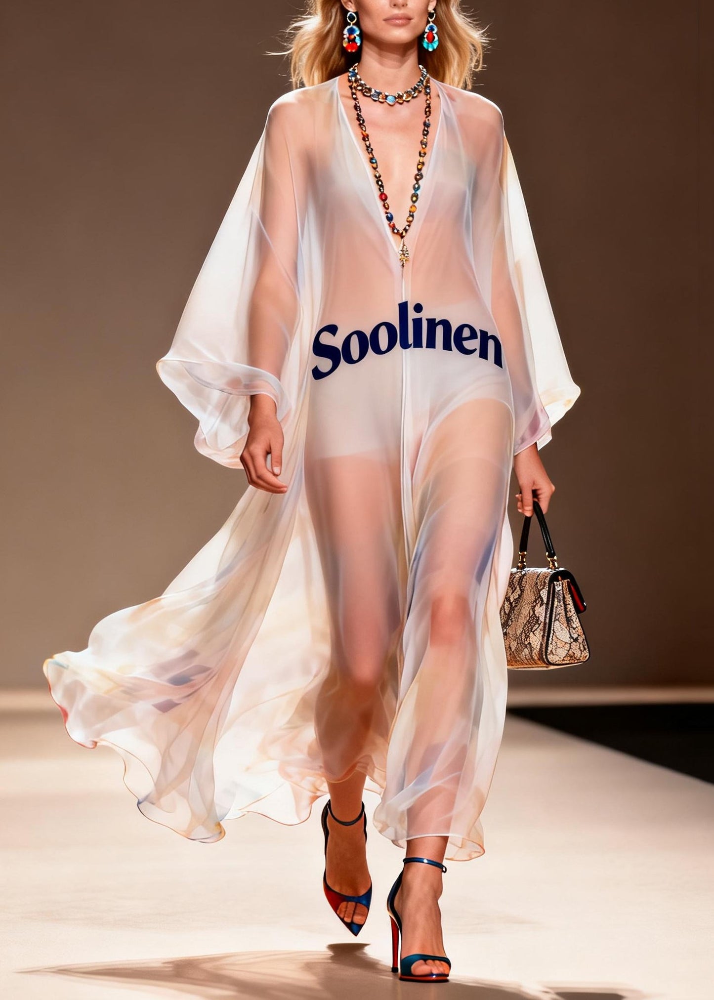 White Oversized Sheer Chiffon Beach Dresses Summer