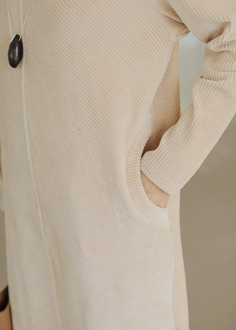 Nude Cotton Top High Neck Traveling Fall Dresses