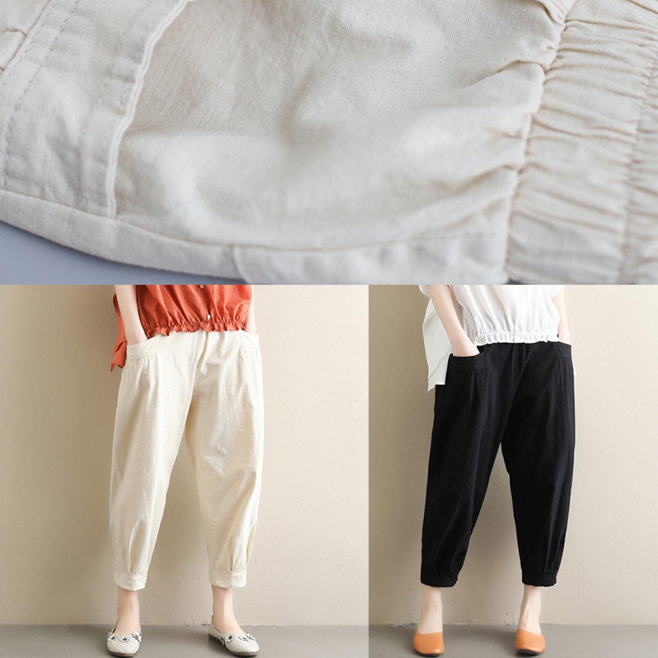 Wild Pants Beige Shape Elastic Waist Asymmetric Pants