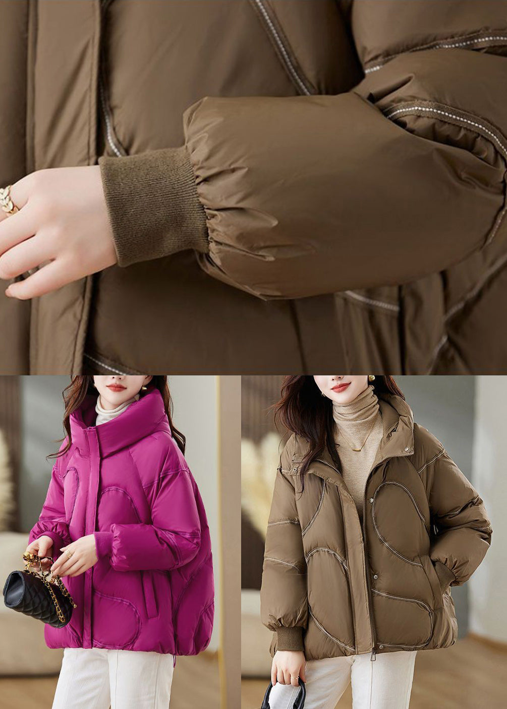 Brown Oversized Duck Down Down Coat Winter
