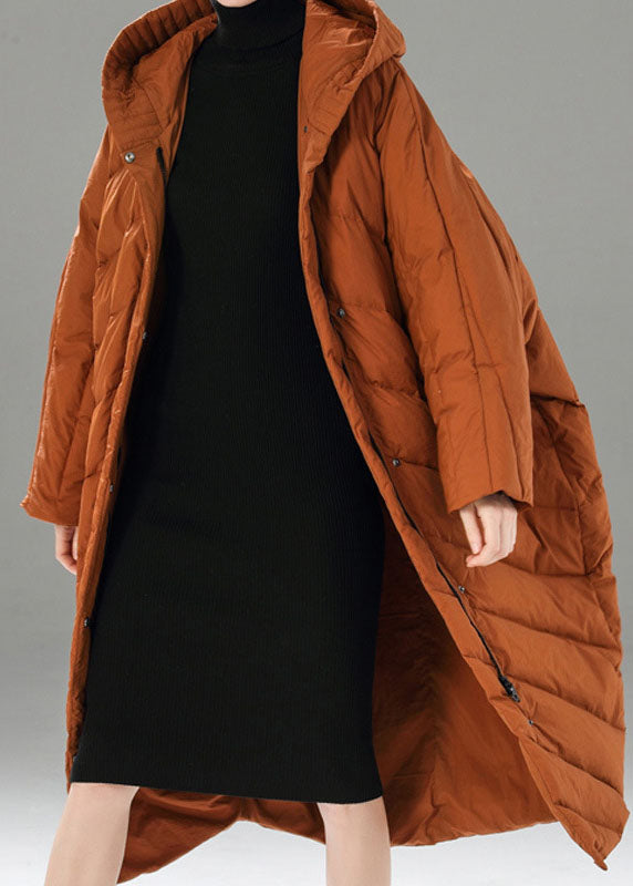 Caramel Zippered Pockets Winter Duck Down Winter Coats