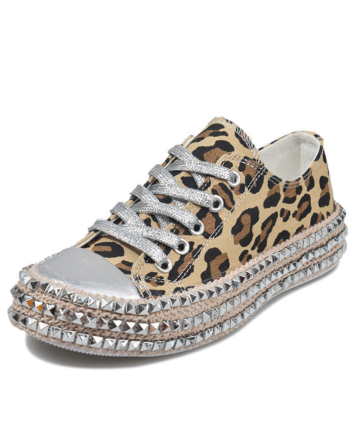 Leopard Print Splicing Flat Shoes for Cotton Fabric