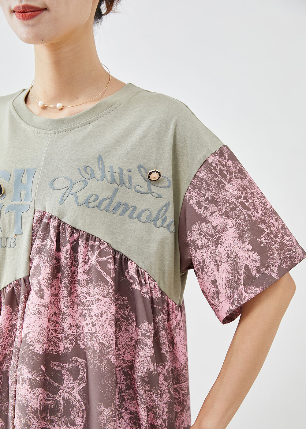 Pink Asymmetrical Patchwork Print Cotton Tanks Summer