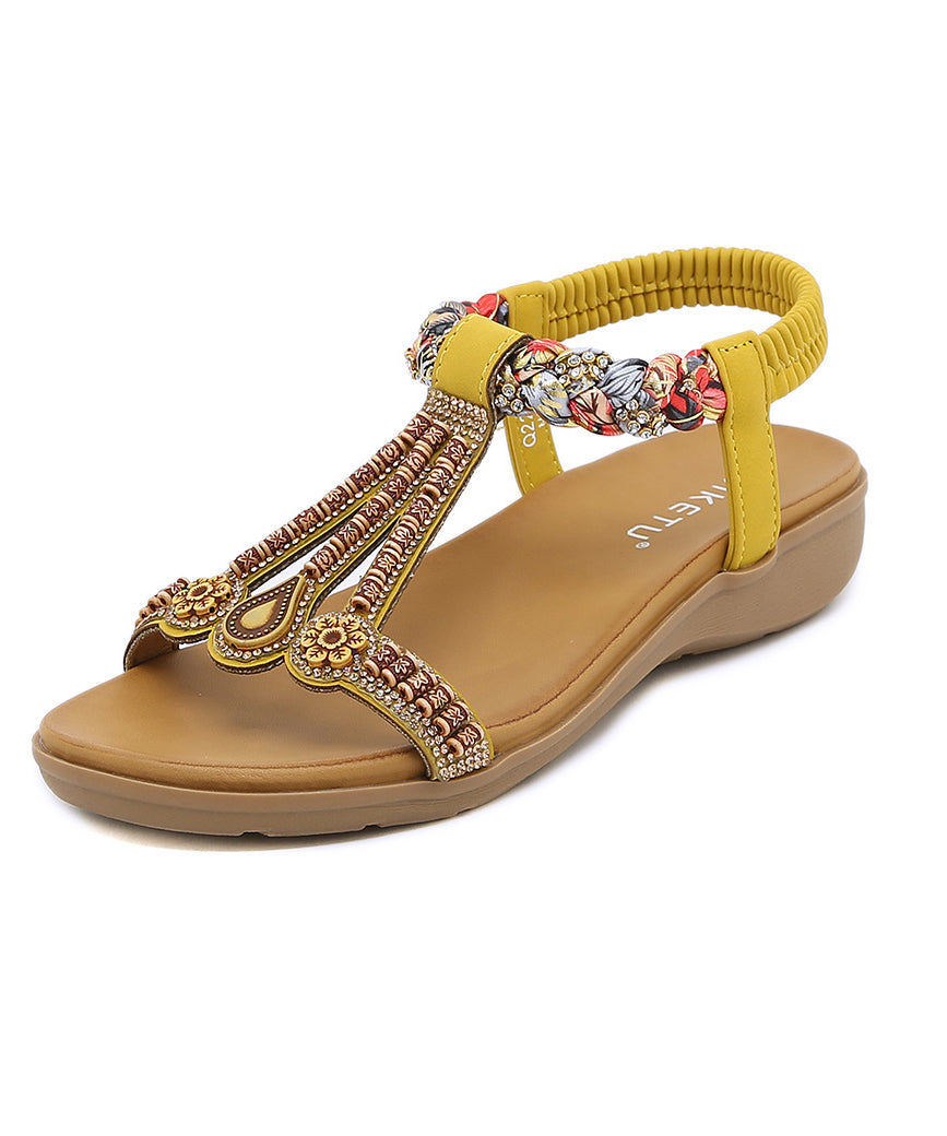 Yellow Soft Splicing Wedge Best Beach Sandals for Walking