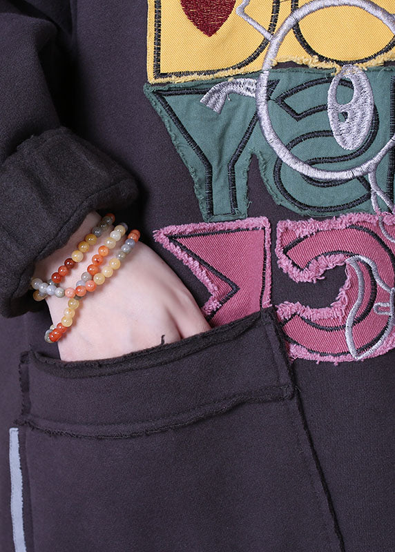 Boutique Purple Hooded Patchwork Warm Fleece Sweatshirt Winter