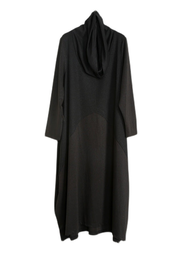Brief Black Turtleneck Asymmetrical Maxi Dresses Spring