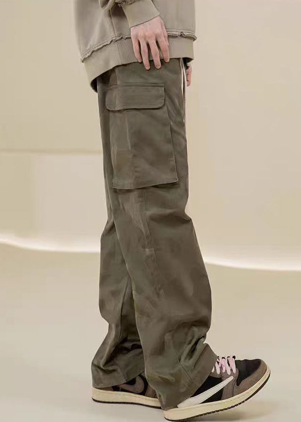 Green Camouflage Embroideried Pockets Cotton Pants Spring