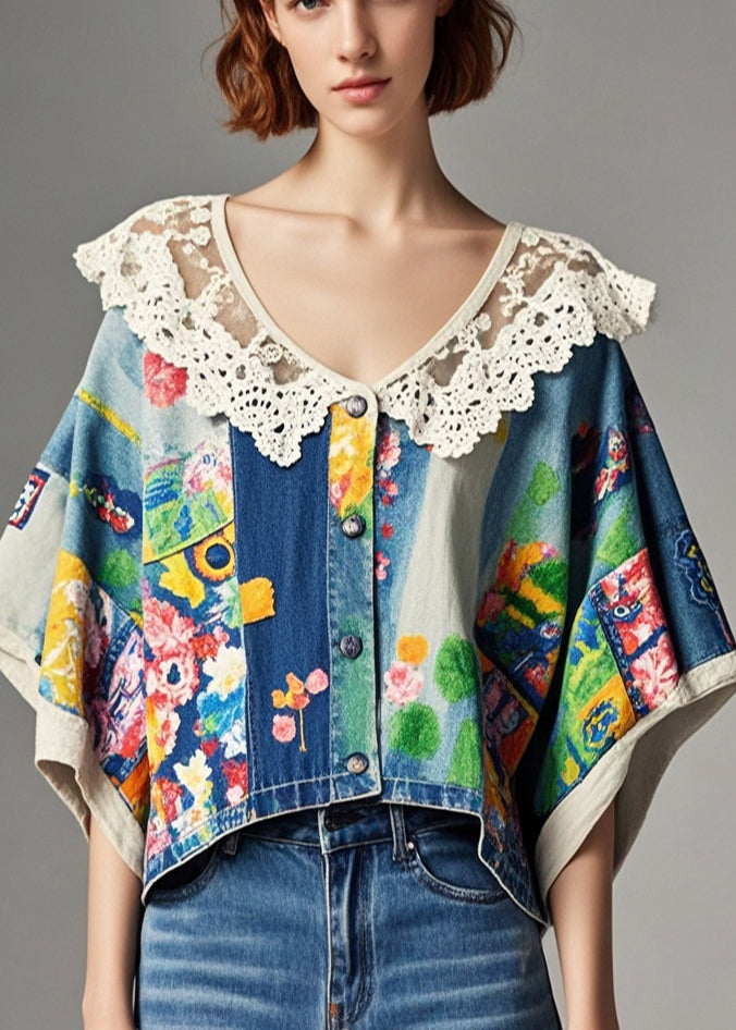 Oversized Lace Patchwork Print Tanks Summer
