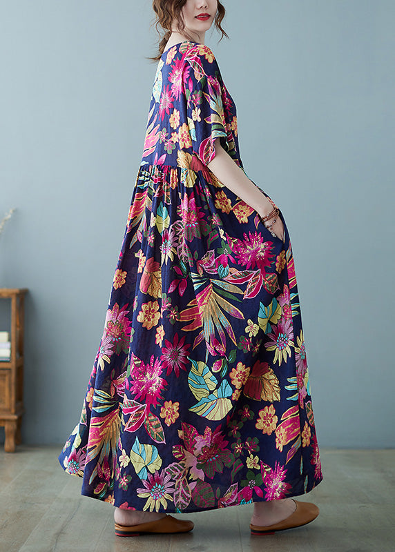 Patchwork Print Holiday Long Dress Summer