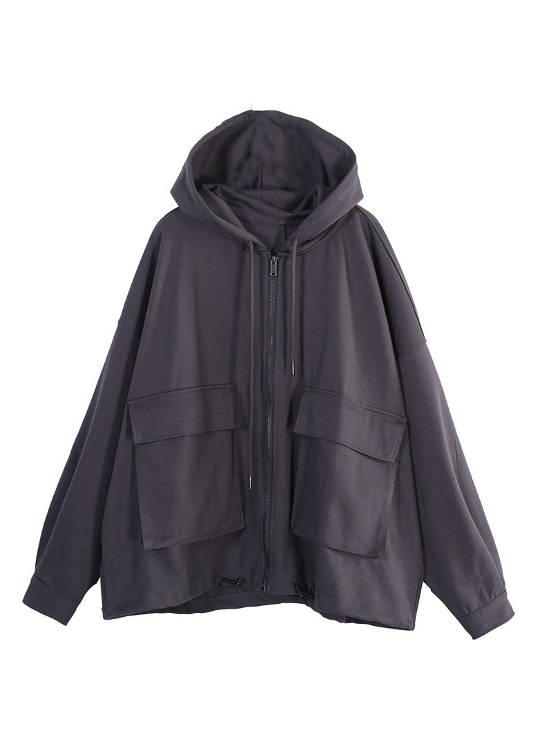 Yellow Zippered Drawstring Cotton Hooded Coat Fall
