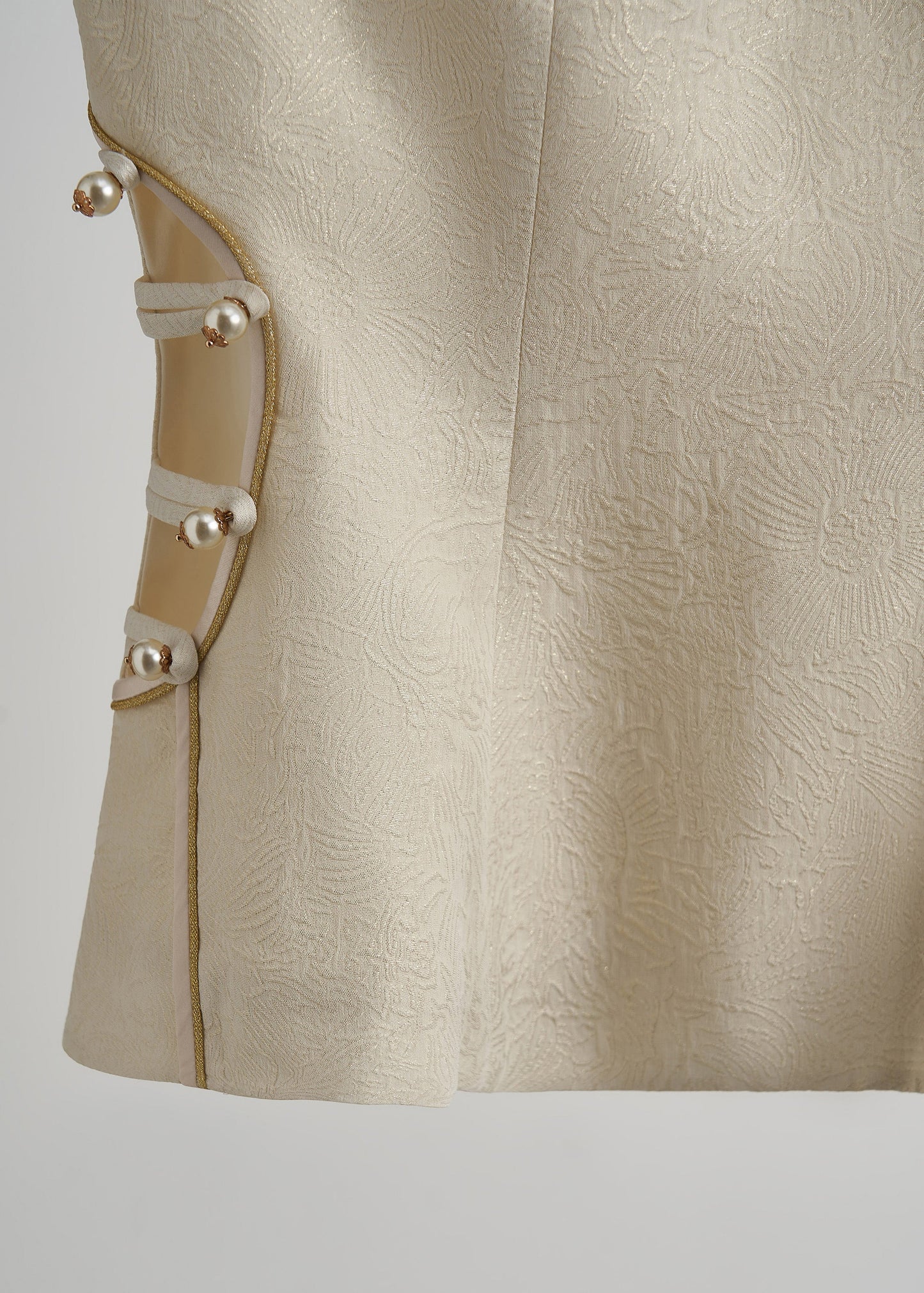 Beige Chinese Button Hollow Out Oriental Vests Spring