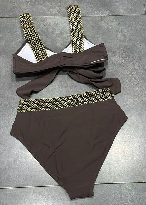 Black Bow Sequins Chain Linked Patchwork Lingerie Set