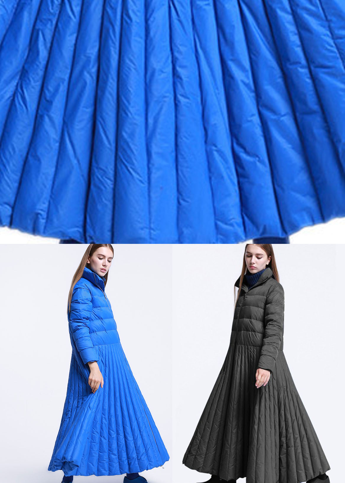 Black Pockets Circle Winter Duck Down Coat