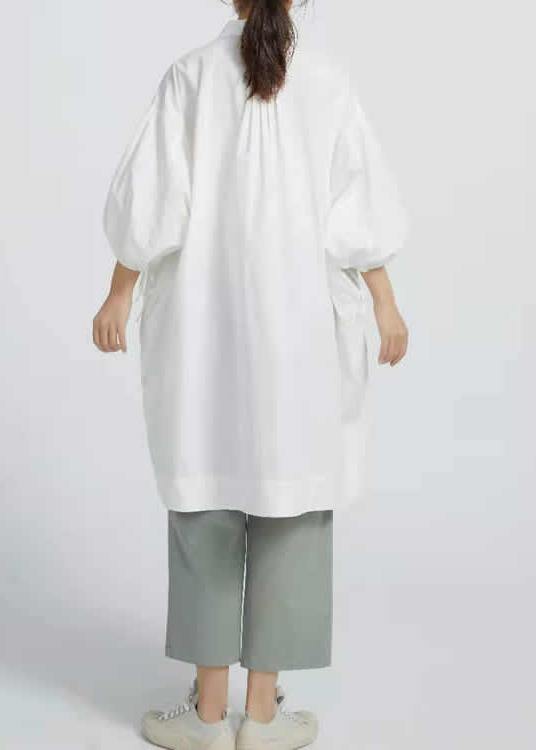 Butterfly Collar Cotton Shirt Dress for Loose Art Smock Dresses