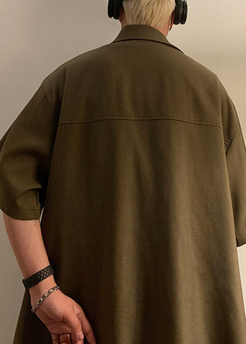 Green Asymmetrical Patchwork Cotton Shirts Summer