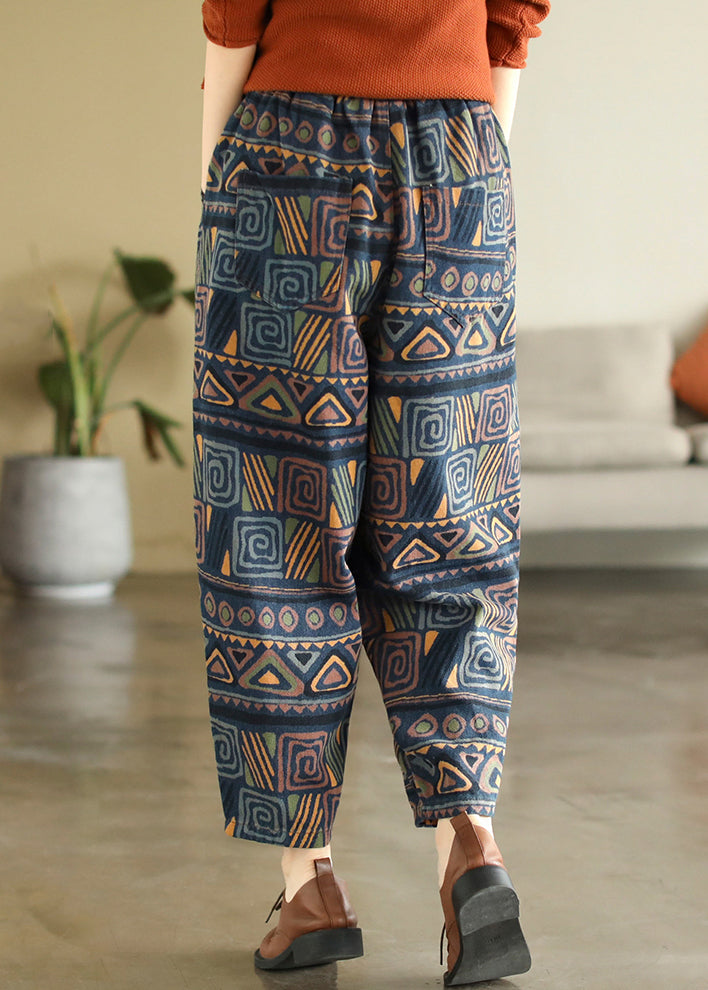Plaid Pockets Elastic Waist Crop Pants Summer