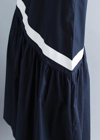 Navy Cotton Clothes for Patchwork Loose Summer Dress