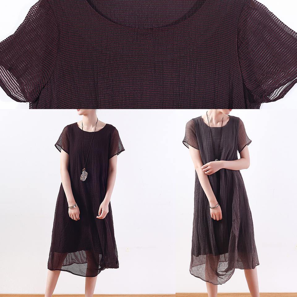 O Neck Asymmetric Silk Linen Clothes for Korea Work Outfits Gray Maxi Dresses Summer