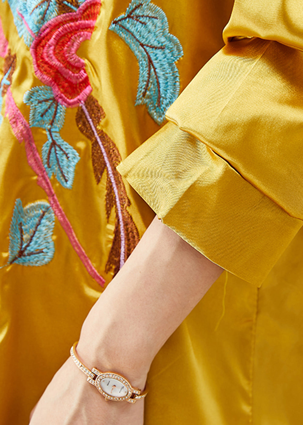 Chinese Style Yellow Print Silk Jackets Spring