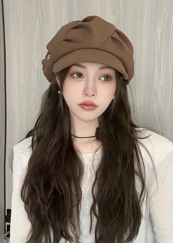 Coffee Octagonal Woolen Beret Autumn and Winter New Style