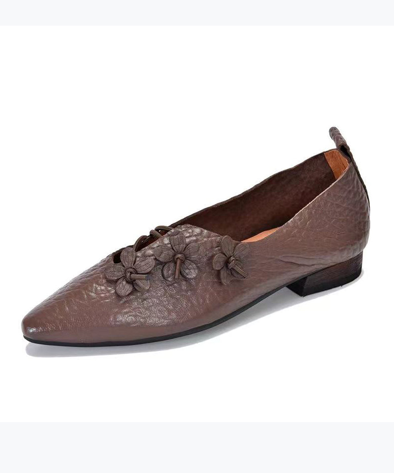 Comfortable Pointed Toe Flats Shoes Black Sheepskin