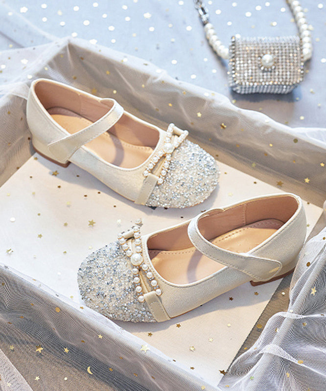 Comfy Apricot Zircon Buckle Strap Flat Feet Shoes