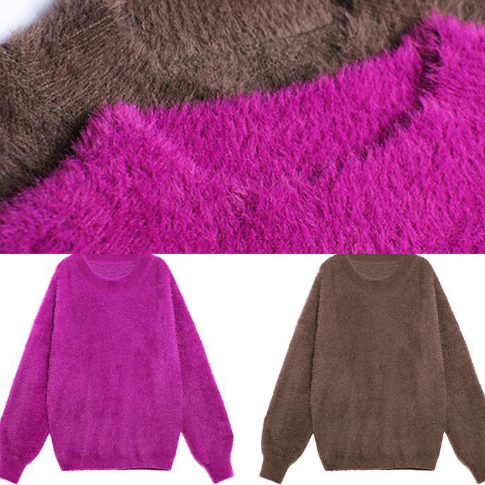 Comfy Chocolate Knit Sweat Tops O Neck Baggy Clothes