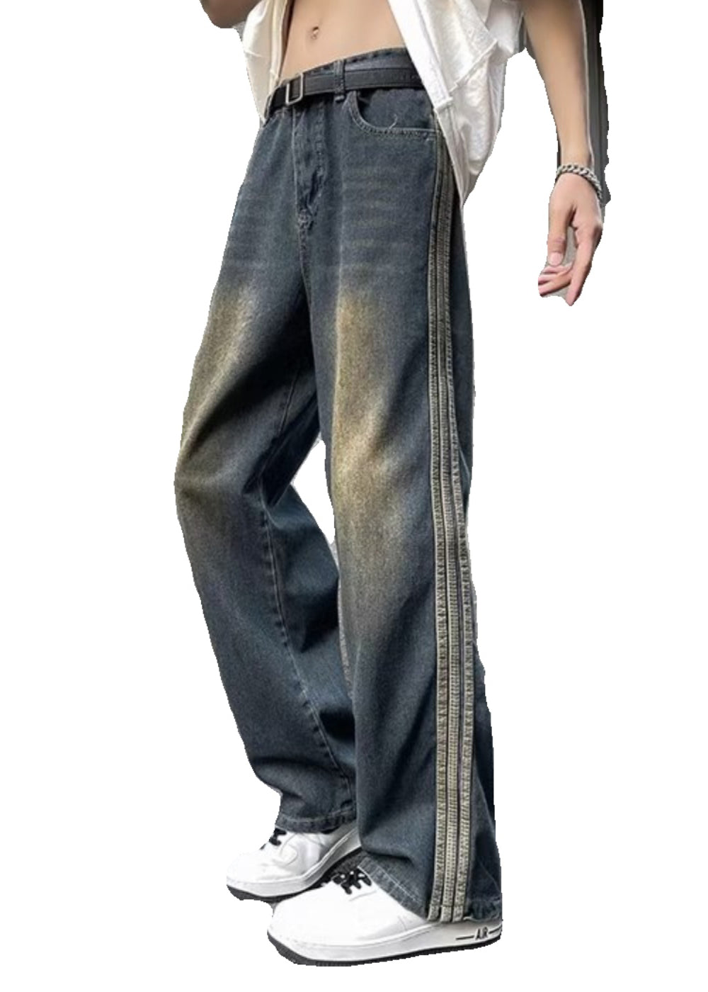 Cool Blue Pockets Patchwork Denim Pants Apparel Fall