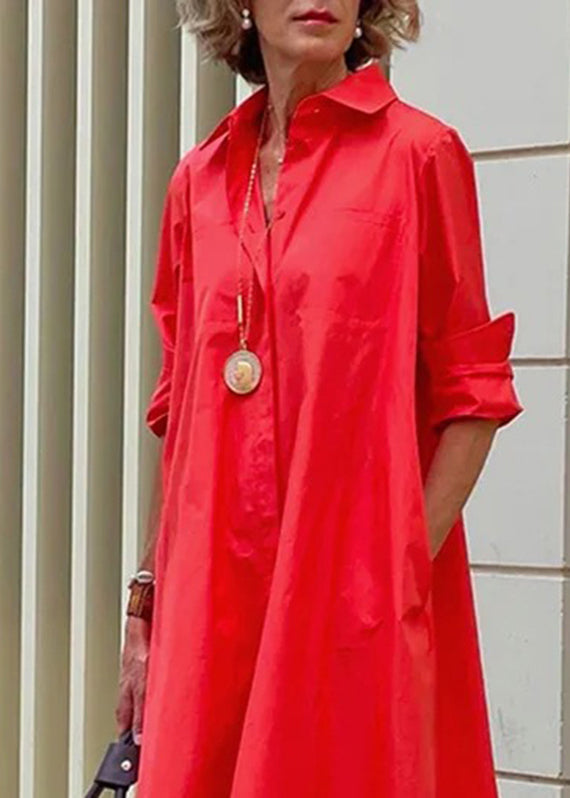 Cross Border White Peter Pan Collar Simple Loose Long Shirt Dress